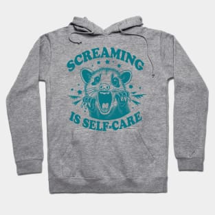 Screaming is Self Care Opossum Shirt, Womens Opossum Tee,Cute Opossum Tee,Opossum Lover Gift, Retro Aesthetic Tee,90s Cute Gift Hoodie